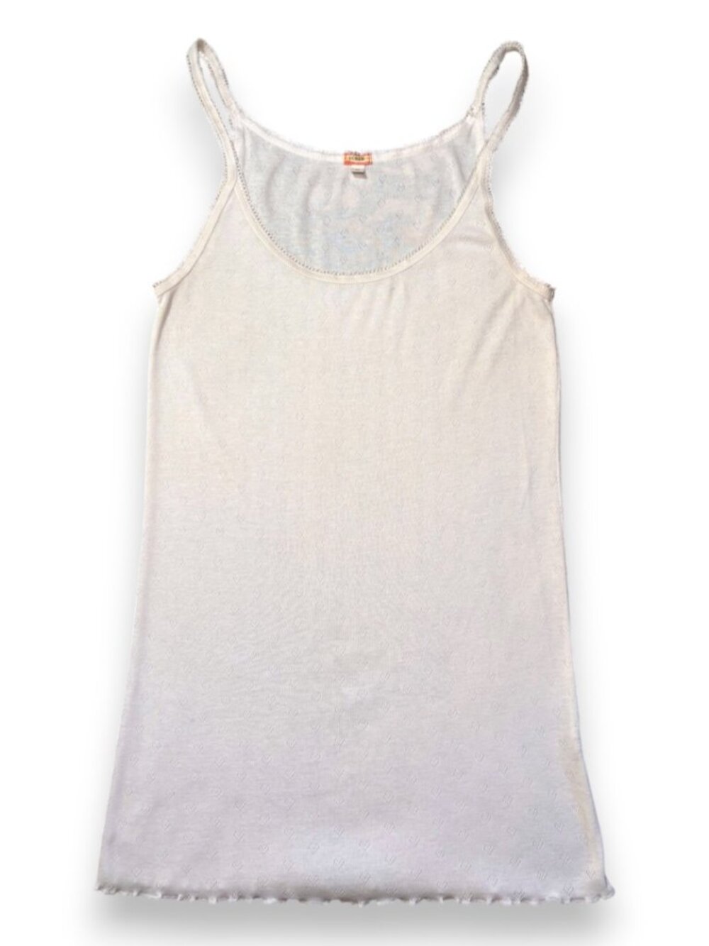 Vintage 90s J. Crew White Heart Pointelle Cami Tank Top Lace Cotton Y2K Medium
